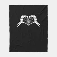 Skeleton Heart Hands Spiderweb Halloween Spooky Wo Fleece Blanket
