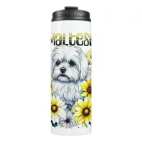 Maltese Watercolor Ai Art for Dog Owners Thermal Tumbler