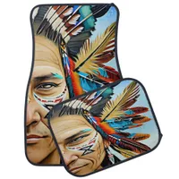 Captivating Gaze of a Native Indian Warrior Car Floor Mat