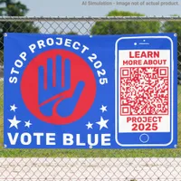 Harris Walz Vote Blue 'Stop Project 2025!' QR Code Banner