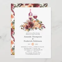Bordo Peach Watercolor Wine Rehearsal Dinner Invitation