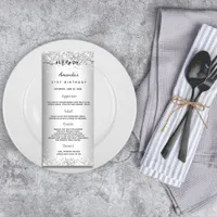 Birthday Menu silver confetti elegant