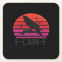 F-Caw-F Funny Crow Classic Minimal Clean Square Paper Coaster
