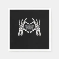 Skeleton Ribs Hand Heart Sign Napkins