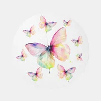 Delicate Pink Butterfly in Pastel Rainbow Colors Rug