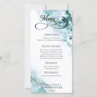 Modern Teal Watercolor Moss Agate Menu