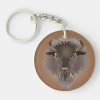 Rustic Western Plains Bison Keychain