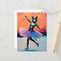 Dancing Balerina Kitty on Ice Postcard