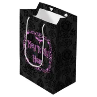 Goth Valentine Key To My Heart Pink  Medium Gift Bag