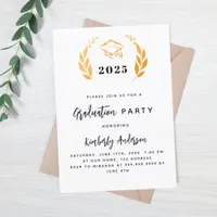 Gold laurel wreath 2025 Graduation Party Invitation