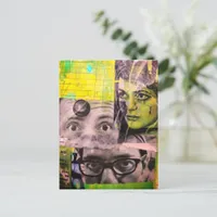 The Lady and the Doctors Mixed Media Collage Postcard