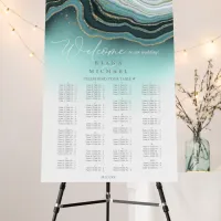 Crystal Agate Wedding Seating Chart Teal ID825 Foam Board