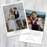 Modern Minimalist 2 Photo Wedding  Thank You Card