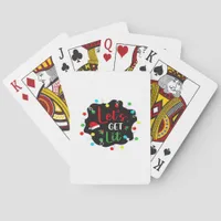 Let's Get Lit Christmas Drinking Lights Santa Esse Poker Cards