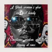 Black Women's Quote | City Skyline in Sunglasses Jigsaw Puzzle
