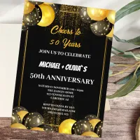 Black and Gold Modern 50th Anniversary Invitation