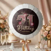 Rose Gold Pink Glitter Sparkle Black 21st Birthday Balloon