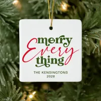 Modern Holiday Minimalist Merry Everything Photo Ceramic Ornament