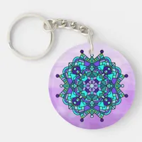 Pretty Purple and Blue Mandala  Keychain