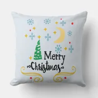 Stars, Moon, Snowflakes, and Merry Christmas, ZSSG Throw Pillow