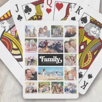 Family Retro Typography Photo Collage 16 Pictures Poker Cards