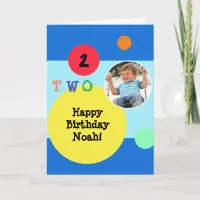 Colorful Modern Bright Photo Name 2nd Birthday Card