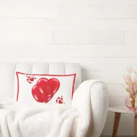 Simple Red Hearts on White Happy Valentine's Day | Lumbar Pillow