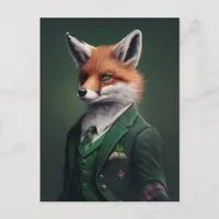 Red Fox in a Green St. Patrick's Day Suit Postcard