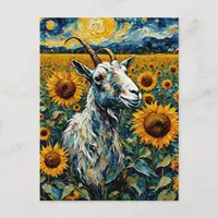 Adorable Goat in the Sunflowers Postcard