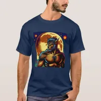 Comic Book Style Werewolf in Front of Full Moon T-Shirt