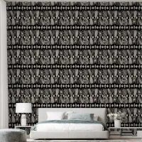 Caribbean Tribal Mudcloth: Black and White Wallpaper