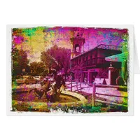 Vintage Neptune Fountain Colorful Grunge Cards
