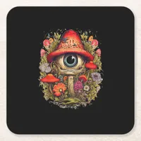 Cottagecore Aesthetic Mushroom Goblincore Design Square Paper Coaster