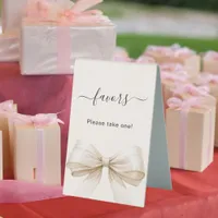 Favor sign beige cream bow