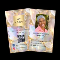 Opal agate stone logo photo Qr code social media Business Card