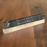Elegant Glitter Gold Luxe Black Agate Marble Desk Name Plate