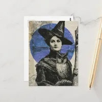 Witch and Owl Retro Collage Postcard