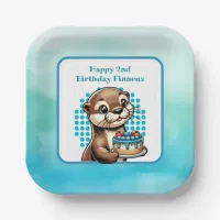 Boy's Birthday Party Otter Themed Personalized Paper Plates