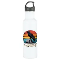 Crow, Retro F-Caw-F Bird Crow Funny Crow Bird Cawi Stainless Steel Water Bottle