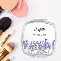 Bridesmaid lavender florals bees compact mirror