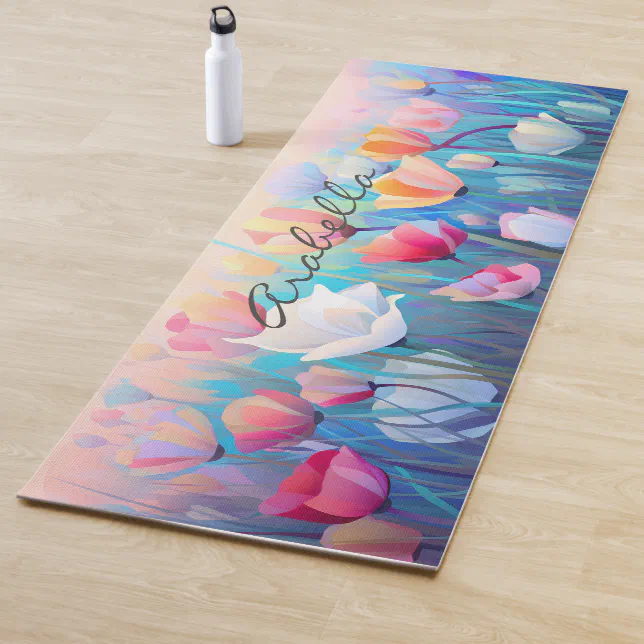 Watercolor Flower Field Meditation Yoga Mat