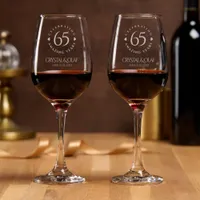 Elegant 65th Blue Sapphire Wedding Anniversary Wine Glass