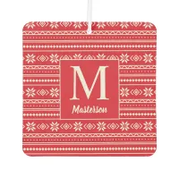 Festive Red Snowflake Monogram Holiday Photo Air Freshener