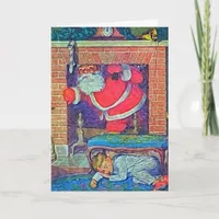 Vintage Santa and Child Digital Art Holiday Card