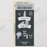 Metalhead Luxe Rock ’n’ Roll Wedding Ticket Invitation