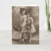 Birthday Greeting, Adorable Vintage Girls Card