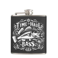 Funny Time to Haul Bass Fishing Boat Flask