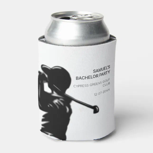 Black golfer Golfing Trip Bachelor Party minimal  Can Cooler