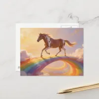 Paint Horse Crosses A Rainbow Bridge Postcard