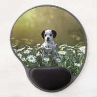 Cute Dalmatian Puppy in Daisies Gel Mouse Pad